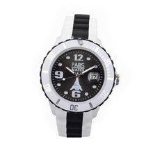 Paris Unisex Silicone Quartz Calendar Date White and Multicolor Black Dial Designed in France Fashion