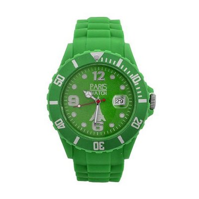 uParis Watch Paris Silicone Dark Green Fashion Quartz Calendar Date for  Designed in France 