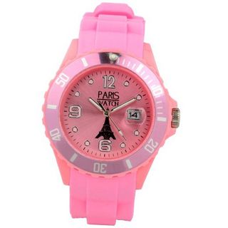 uParis Watch Paris Silicone Pink Fashion Quartz Calendar Date for  and  Designed in France Unisex 