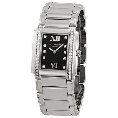 Patek Philippe Twenty-4 Black Dial Stainless Steel Diamond Ladies 4910-10A-001