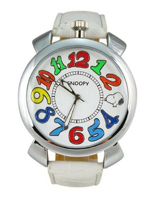 Round Snoopy with White Strap - Snoopy Analog
