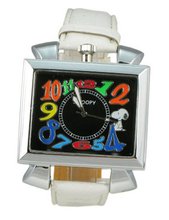Square Snoopy with White Strap - Snoopy Analog