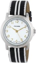 Pedre 0231SX Black/ White Striped Grosgrain Strap Silver-Tone