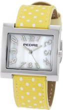 Pedre 6012SX Yellow Polka Dot Grosgrain Strap Silver-Tone