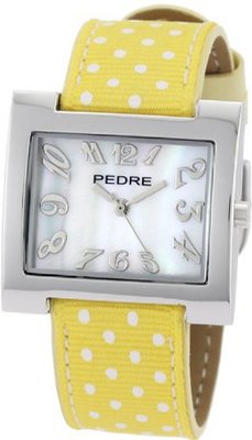 Pedre 6012SX Yellow Polka Dot Grosgrain Strap Silver-Tone