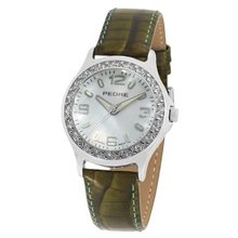 Pedre 7460SX Silver-Tone/ Icy Green Strap