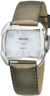 Pedre 7750SX Silver-Tone with Pewter Foil Leather Strap