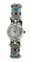 Pedre Antique Silver-Tone Turquoise Stone Leather Strap # 6250SX