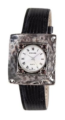 Pedre Antique Sterling Silver .925 Black Lizard Embossed Leather Strap # 7725SX-BlackLiz