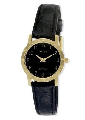 Pedre Gold-Tone Classic Round Black Dial # 6002G