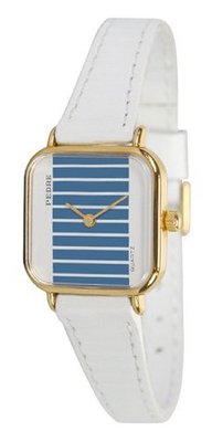 Pedre Gold-Tone Petite Vintage White Leather Strap # P6726GX