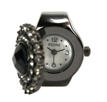 Pedre Gunmetal/ Jet Black Crystal Covered Ring # 9060KX