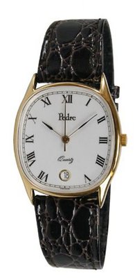 Pedre Premier Unisex French Gold-Tone Chocolate Lizard Strap # 0107GX