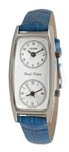 Pedre Silver-Tone Traveler Series Dual Time #6645SX-BLU-CRC