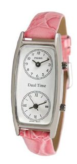 Pedre Silver-Tone Traveler Series Dual Time #6645SX-PNK-CRC