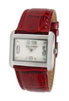 Pedre Silver-Tone with Red Croc-Embossed Leather Strap # 6315SX-Red Croc