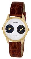 Pedre Unisex Gold-Tone Dual-Time Leather Strap Travel # 0281GX