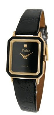 Pedre Vintage Tres Petite Gold-Tone/ Black Leather Strap # 6987GX