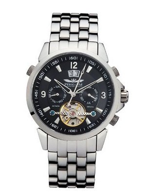 Perigaum 1972 Datomat Automatic P-0901-SS-BRC Automatic for Him Open Balance Spring