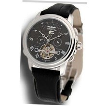 Perigaum Excalibur Dual Time Zone - Black Dial - 0502SSS  Perigaum