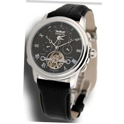 Perigaum Excalibur Dual Time Zone - Black Dial - 0502SSS  Perigaum
