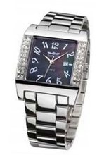 Perigaum Fiona Ladies Link Band Bracelet - Black Dial - P0807SS-BRC