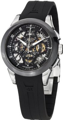 Perrelet Skeleton Chronograph 43.5mm - Black Dial, Black Rubber Strap A1056/2