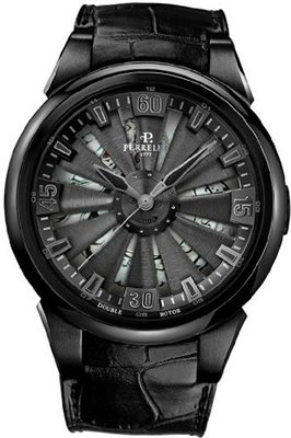 Turbine Limited Ed. Auto Titanium & Black MOP Snake Dial Black Genuine Alligator