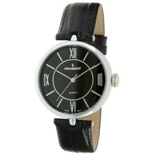 Peugeot 3033BK Unisex Large Dial Black Leather Band