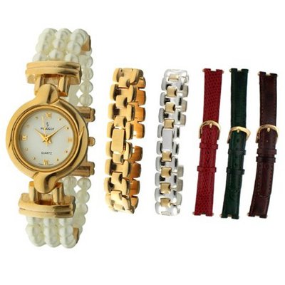 Peugeot 528G Gold-tone Metal & Leather Six Band Gift Set