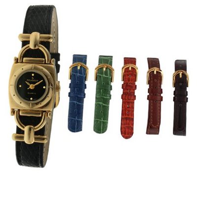 Peugeot 632 Gold-tone Interchangeable Leather Strap Gift Box Set