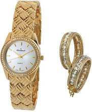 Peugeot 648 Quilted Gold-tone & Crystal Earring Gift Set