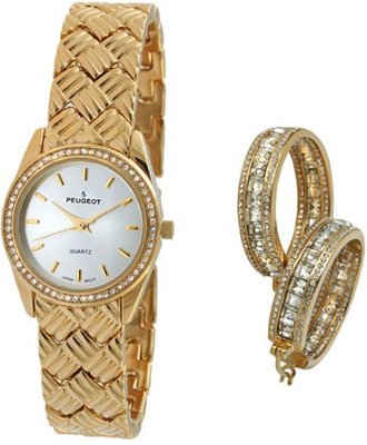 Peugeot 648 Quilted Gold-tone & Crystal Earring Gift Set