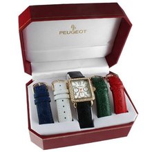 Peugeot 677g Crystal Bezel 5 Interchangeable Leather Strap