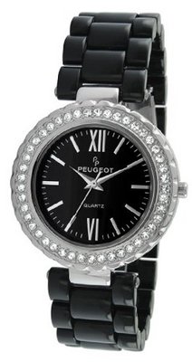 Peugeot 7067BS Silver Crystal Bezel Black Acrylic