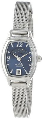 Peugeot 712BL Silver-Tone Mesh Bracelet Moon Phase