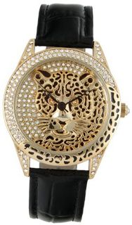 Peugeot J6668G Couture Gold-tone Leopard Dial Leather