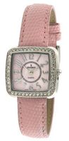 Peugeot PQ8282PK Silver-Tone Swarovski Crystal Accented Pink Leather Strap