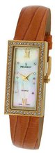 Peugeot PQ8840-OA Gold-Tone Swarovski Crystal Accented Tan Leather Strap