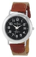 Peugeot Unisex 484TN Unisex Black Dial Leather and Canvas Strap
