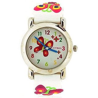 Citron Girls Butterfly with Flowers Pink Silicone Strap KID87