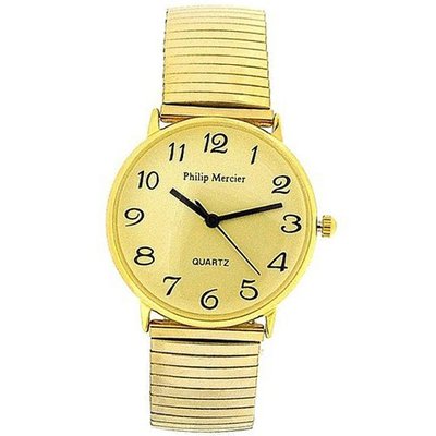 Philip Mercier Gents Gold Tone Expander Bracelet Strap Dress MC45B