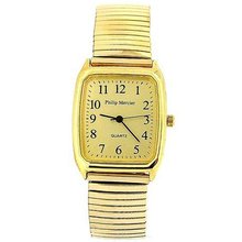 Philip Mercier Gents Gold Tone Expander Bracelet Strap Dress MC47B