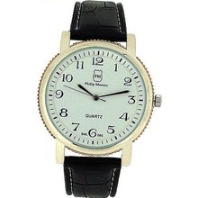 Philip Mercier Gents Rose Gold Tone Bezel Black PU Croc Style Strap SML65A