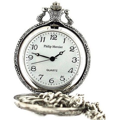 Philip Mercier Gents Silver Tone Fishing Pocket On 12 Inch Chain NW06A