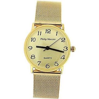 Philip Mercier Ladies Champagne Dial Gilt Mesh Bracelet Strap Dress MC53B