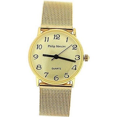 Philip Mercier Ladies Champagne Dial Gilt Mesh Bracelet Strap Dress MC53B