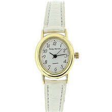 Philip Mercier Ladies Gold Tone Oval Bezel White PU Croc Strap SML68A