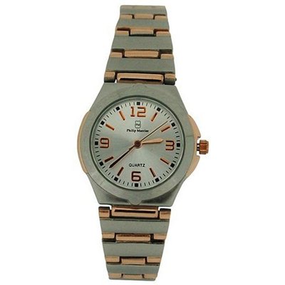 Philip Mercier Ladies Silver Dial Rose Gold/Silver Tone Metal Strap PMP19A