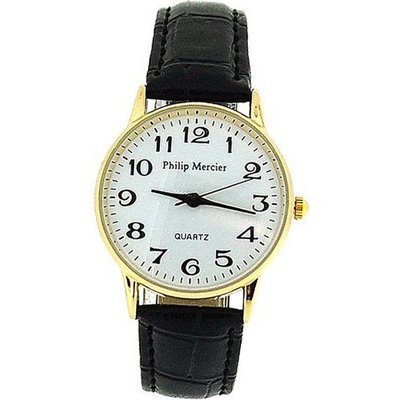 Philip Mercier Ladies White Dial Black PU Croc Effect Strap SML43D